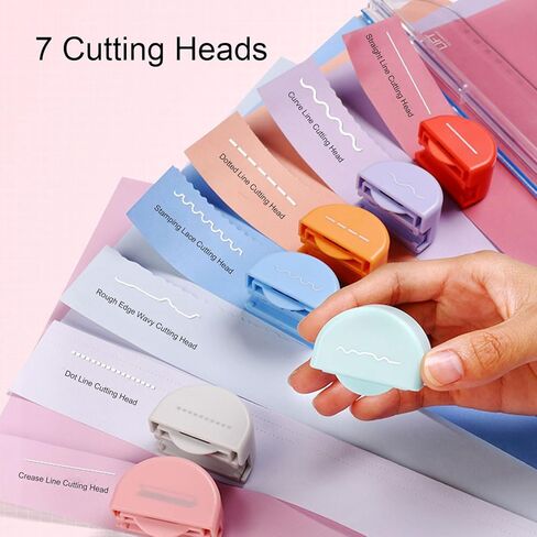 7 in 1 Paper Cutter,Multi Purpose Paper Trimmer Positioning Locating Ruler Design Versatile Trimmer Scrapbook Tool for Straight Dotted Crease Curve Stamping Lace in Saudi Arabia