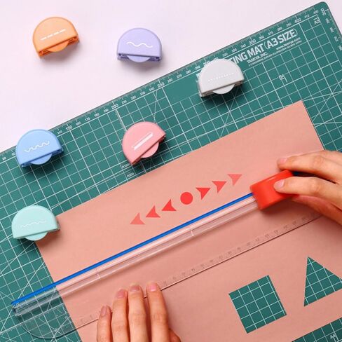 7 in 1 Paper Cutter,Multi Purpose Paper Trimmer Positioning Locating Ruler Design Versatile Trimmer Scrapbook Tool for Straight Dotted Crease Curve Stamping Lace in Saudi Arabia
