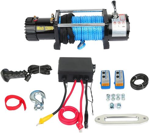 SCITOO 12V Electric Towing Winch 12000lb for ATV/UTV Synthetic Rope IP67 Waterproof Winchs Kits Off Road with wireless/wired Controller, Hawse Fairlead, Mounting Plate in Saudi Arabia