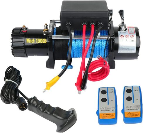 SCITOO 12V Electric Towing Winch 12000lb for ATV/UTV Synthetic Rope IP67 Waterproof Winchs Kits Off Road with wireless/wired Controller, Hawse Fairlead, Mounting Plate in Saudi Arabia
