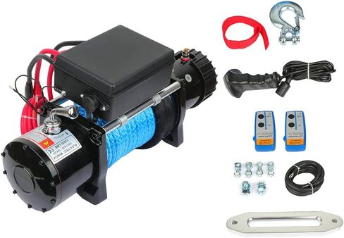 SCITOO 12V Electric Towing Winch 12000lb for ATV/UTV Synthetic Rope IP67 Waterproof Winchs Kits Off Road with wireless/wired Controller, Hawse Fairlead, Mounting Plate in Saudi Arabia