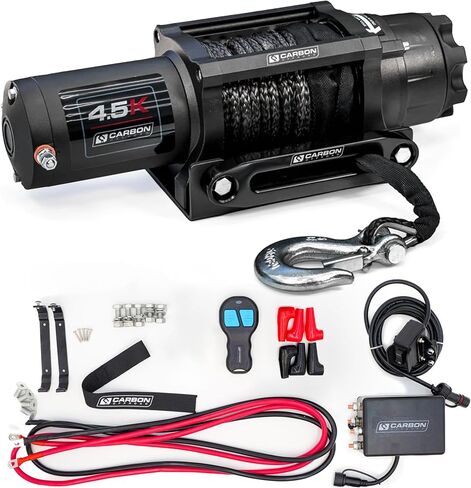 Carbon Offroad 6000lb Rated ATV Winch | 46ft Rope, 2.5HP Motor | 147:1 Gear Ratio |Wireless & Handlebar Control | Recovery for ATVS, UTVs, & Small 4x4s in Saudi Arabia