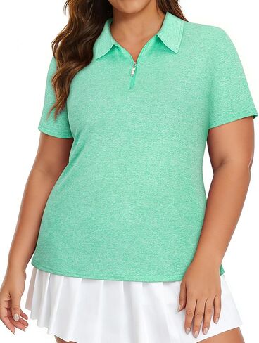 Viracy Womens Golf Polo Shirts Plus Size 1/4 Zip Up Sun Protection Collared Short Sleeve Lightweight Athletic Workout Tops in Saudi Arabia