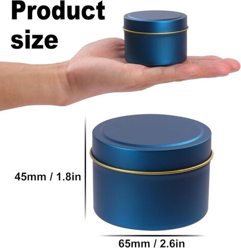 48 Pack Blue Metal Candle Tins with Lids, 4 oz Round Bulk Tin Can for DIY Candle Making and Storage in Saudi Arabia