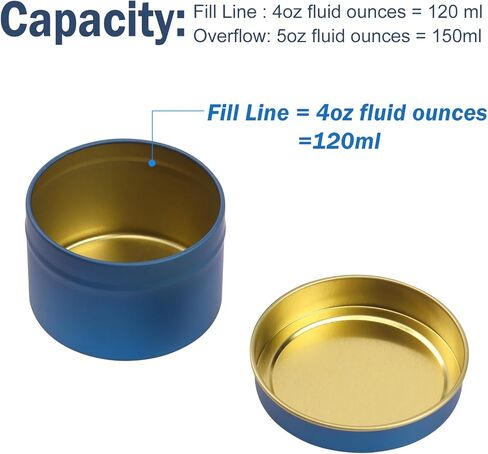 48 Pack Blue Metal Candle Tins with Lids, 4 oz Round Bulk Tin Can for DIY Candle Making and Storage in Saudi Arabia