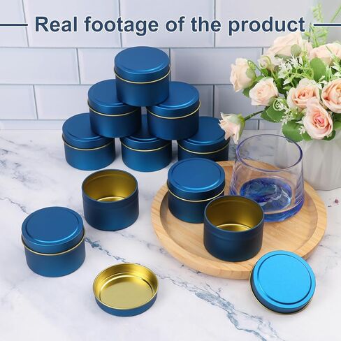 48 Pack Blue Metal Candle Tins with Lids, 4 oz Round Bulk Tin Can for DIY Candle Making and Storage in Saudi Arabia