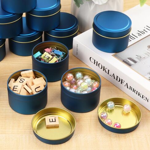 48 Pack Blue Metal Candle Tins with Lids, 4 oz Round Bulk Tin Can for DIY Candle Making and Storage in Saudi Arabia