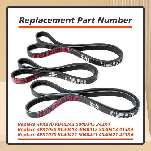 3Pcs Engine Drive Belt Kit Compatible with Toyota Tacoma 3.4L V6 1995-2004 Serpentine Belts Replace 4PK870 4PK1050 4PK1070, K040343 K040413 K040421, 5040345 5040413 5040421 343K4 413K4 421K4 in Saudi Arabia