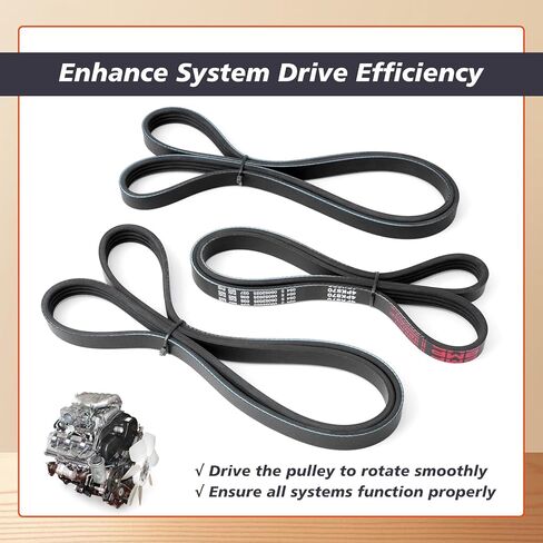 3Pcs Engine Drive Belt Kit Compatible with Toyota Tacoma 3.4L V6 1995-2004 Serpentine Belts Replace 4PK870 4PK1050 4PK1070, K040343 K040413 K040421, 5040345 5040413 5040421 343K4 413K4 421K4 in Saudi Arabia