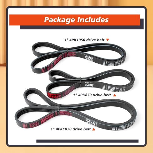 3Pcs Engine Drive Belt Kit Compatible with Toyota Tacoma 3.4L V6 1995-2004 Serpentine Belts Replace 4PK870 4PK1050 4PK1070, K040343 K040413 K040421, 5040345 5040413 5040421 343K4 413K4 421K4 in Saudi Arabia