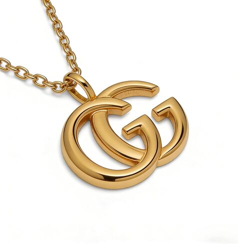 قلادة بقلادة G مزدوجة مطلية بالذهب 18 قيراط للنساء، سلسلة أنيقة من الفولاذ المقاوم للصدأ، مجوهرات عصرية بسيطة للارتداء اليومي in Kuwait