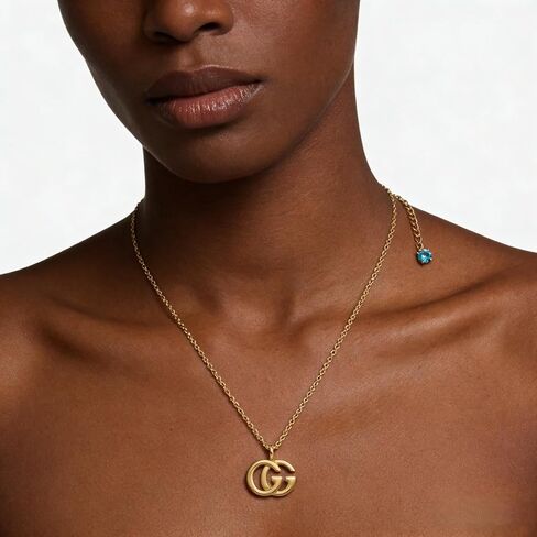 قلادة بقلادة G مزدوجة مطلية بالذهب 18 قيراط للنساء، سلسلة أنيقة من الفولاذ المقاوم للصدأ، مجوهرات عصرية بسيطة للارتداء اليومي in Kuwait