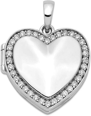 JewelryWeb 925 Sterling Silver Cubic Zirconia 23mm Love Heart Locket Locket Necklace for Women in Saudi Arabia