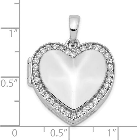 JewelryWeb 925 Sterling Silver Cubic Zirconia 23mm Love Heart Locket Locket Necklace for Women in Saudi Arabia
