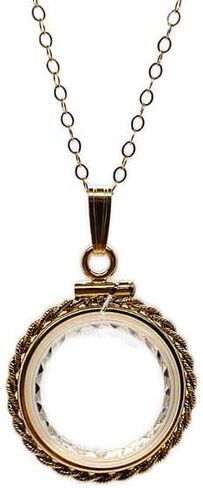 Handmade Empty Gold Filled Rope Edge Shaker Locket Necklace, 18mm Diamond Cut crystal Design, Customizable in Saudi Arabia