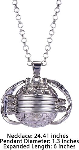 Ornaland Round Expanding Photo Locket Pendant Necklace for Women Men with Angel Wings, 4 Photo Locket Alloy Neck Decoration for Mother's, Platinum, 24.41 inch(62cm) in Saudi Arabia