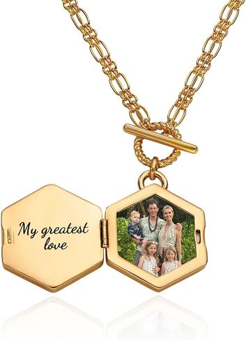 Theo Grace - Bee Loved Locket Necklace – Personalized Photo & Engraving - Silver Blue Enamel or Gold Mother of Pearl - Adjustable Chain – Nicky Hilton Collection in Saudi Arabia