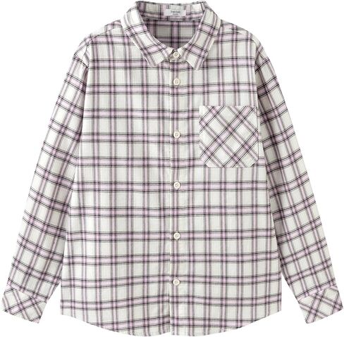 Balabala Girls Shirts Uniform Shirts for Boys Long Sleeve Collared Shirt Plaid Shirt Kids White Shirts Casual School in Saudi Arabia