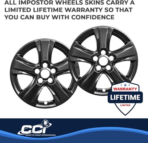 Impostor Wheel Covers Fits Toyota RAV4 2019-2025 Set of 4 Wheel Skins 5 V Spokes Gloss Black Painted ABS Plastic 17 Inch Snap-On Covers Coast to Coast IWCIMP434BLK in Saudi Arabia