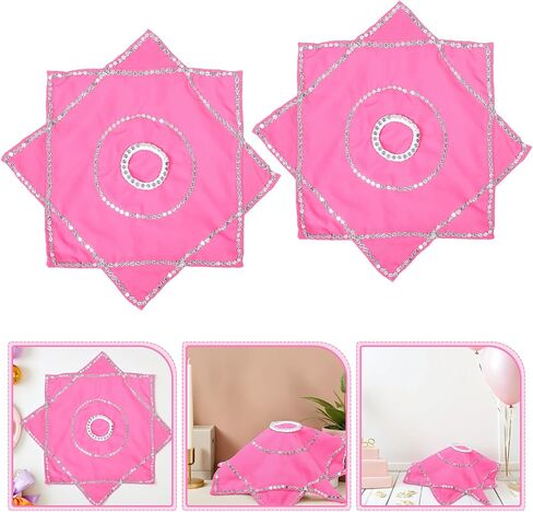 Pink Octagonal Dance Scarves 1 Pair Chinese Yangko Dancing Handkerchiefs Masquerade Party Props for Adult Stage Performance in Saudi Arabia