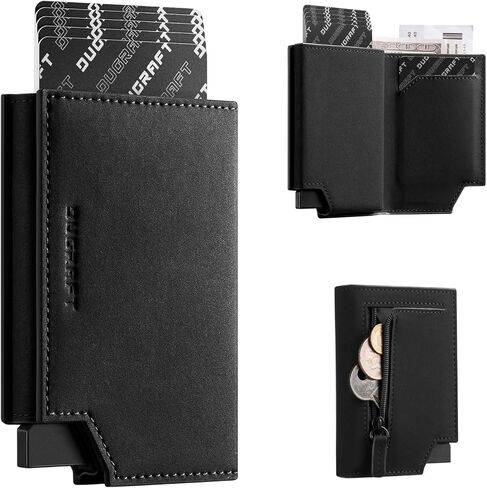 DUGRAFT Minimalist Wallet for Men, RFID Blocking Credit Card Holder with Zipper Large Capacity Money Organisers for Airtag Cash Coins & Credit Cards in Kuwait