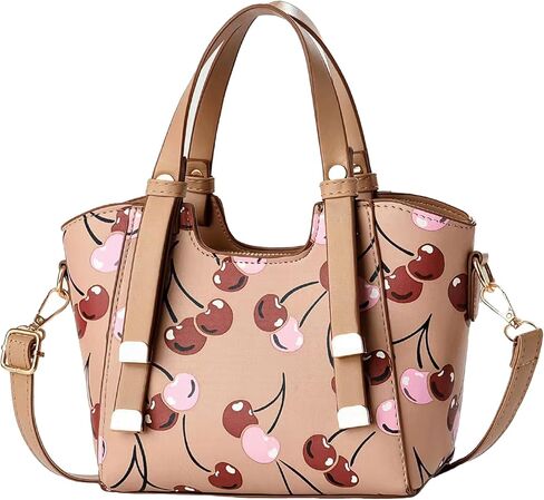 محفظة الكرز الفاكهة المطبوعة مقبض علوي سلة دلو حقيبة يد صغيرة الحقيبة سستة Crossbody حقيبة الكتف الكبيرة in Kuwait