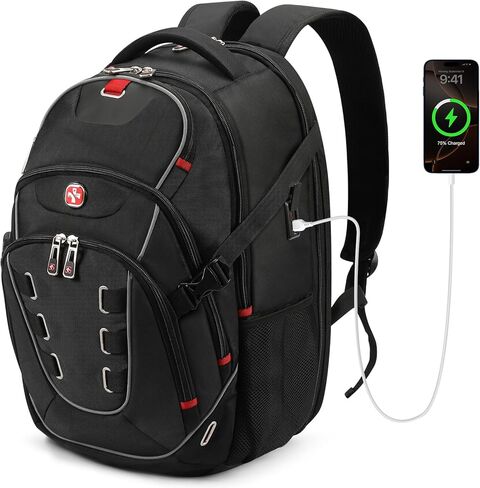 star cloud 17.3 Inch Laptop Backpack for Men, Travel Laptop Backpack with USB & Type-C Charging, TSA Friendly Carry On Business Backpack, Large Utility Tech Backpack for Work and Travel in Kuwait