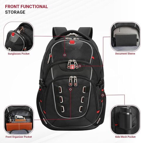 star cloud 17.3 Inch Laptop Backpack for Men, Travel Laptop Backpack with USB & Type-C Charging, TSA Friendly Carry On Business Backpack, Large Utility Tech Backpack for Work and Travel in Kuwait