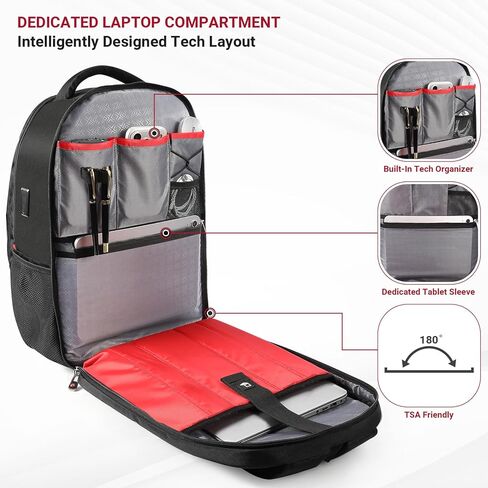 star cloud 17.3 Inch Laptop Backpack for Men, Travel Laptop Backpack with USB & Type-C Charging, TSA Friendly Carry On Business Backpack, Large Utility Tech Backpack for Work and Travel in Kuwait