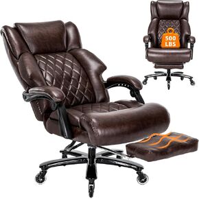 500 LBS Big and Tall Office Chair with Foot Rest High Back Recline Ergonomic Chair for Heavy People, Executive Office Chair Comfortable for Home Office, Large Computer Desk Chair Brown in Kuwait