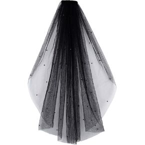 Acenail Black Veil Lace Long Wedding Funeral Veils Brides Veils with Comb Fingertip Mourning Halloween Veil for Women in Saudi Arabia