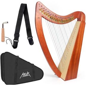 AKLOT Harp 15 strings Mahogany Harp 22 inch Height For Adult Kids Beginner with Tuning Wrench Black Gig Bag Strap Spare Strings in Saudi Arabia