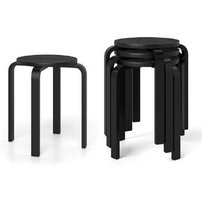 مجموعة مقاعد Bentwood القابلة للتكديس مكونة من 4 مقاعد متراصة مقاس 18 بوصة مع وسادات مضادة للانزلاق، كراسي مدرسية خشبية محمولة ومرنة للفصول الدراسية والطلاب وغرفة الطعام والمطبخ in Kuwait