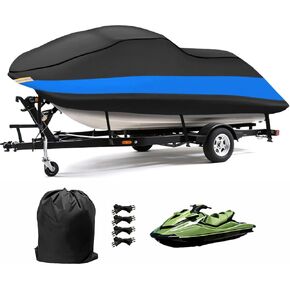 غطاء MORNYRAY مقاوم للماء للتزلج على الماء - غطاء PWC عالي التحمل مع فتحات تهوية مقاومة للأشعة فوق البنفسجية متوافق مع Yamaha Seadoo K&S، أغطية Jet Ski. (أزرق، مناسب من 115 بوصة إلى 120 بوصة (1-3 مقاعد)) in Kuwait