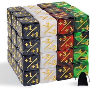 48 قطعة النرد MTG عدادات النرد الرمزي، Magic The Gathering Glitter Sparkle Dice، Loyalty Dice Starry Marble D6 مكعب النرد متوافق مع MTG، CCG، ملحقات ألعاب البطاقات (أسود وأبيض) in Kuwait
