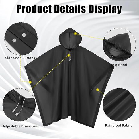 Rain Ponchos for Adults Waterproof Lightweight Raincoat for Men Women Hooded Reusable EVA Rain Jacket Coats in Saudi Arabia