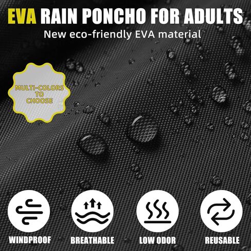 Rain Ponchos for Adults Waterproof Lightweight Raincoat for Men Women Hooded Reusable EVA Rain Jacket Coats in Saudi Arabia