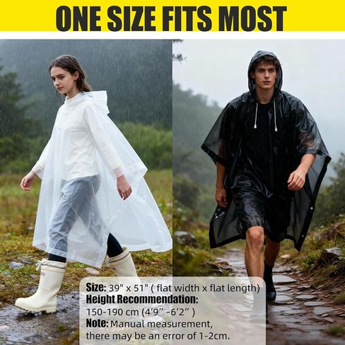 Rain Ponchos for Adults Waterproof Lightweight Raincoat for Men Women Hooded Reusable EVA Rain Jacket Coats in Saudi Arabia