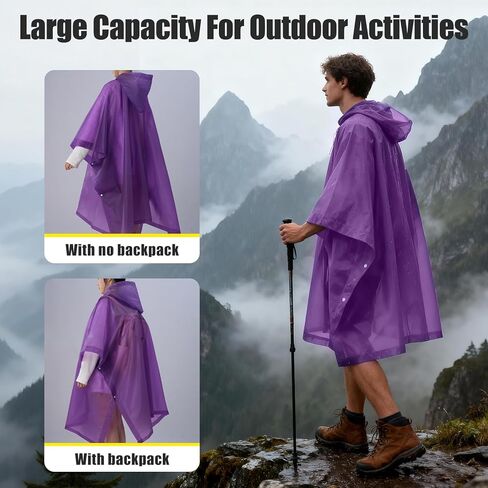 Rain Ponchos for Adults Waterproof Lightweight Raincoat for Men Women Hooded Reusable EVA Rain Jacket Coats in Saudi Arabia