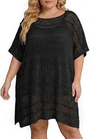 Chalier Swimsuit Coverup for Women Crochet Beach Cover Ups Hollow Out Plus Size Bathing Suit Cover Up Swim Dress in Saudi Arabia