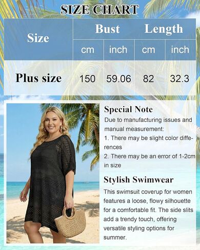 Chalier Swimsuit Coverup for Women Crochet Beach Cover Ups Hollow Out Plus Size Bathing Suit Cover Up Swim Dress in Saudi Arabia