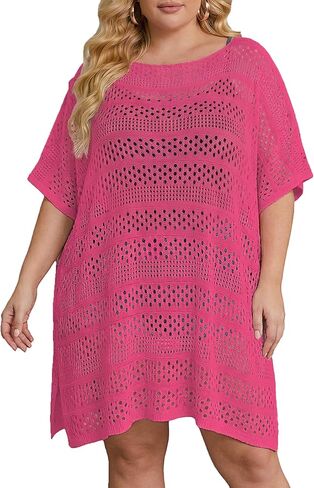 Chalier Swimsuit Coverup for Women Crochet Beach Cover Ups Hollow Out Plus Size Bathing Suit Cover Up Swim Dress in Saudi Arabia