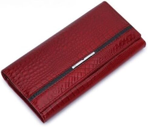Genuine Leather Women's Clutch, Vintage Crocodile Texture, Large RFID Blocking Wallet for 6.3-Inch Phone & Cards (black) in Kuwait