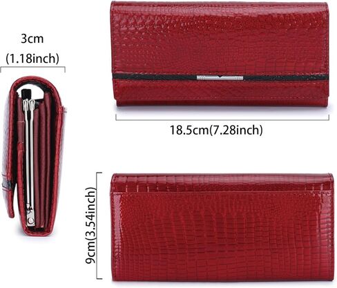 Genuine Leather Women's Clutch, Vintage Crocodile Texture, Large RFID Blocking Wallet for 6.3-Inch Phone & Cards (black) in Kuwait