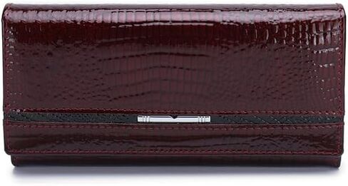 Genuine Leather Women's Clutch, Vintage Crocodile Texture, Large RFID Blocking Wallet for 6.3-Inch Phone & Cards (black) in Kuwait