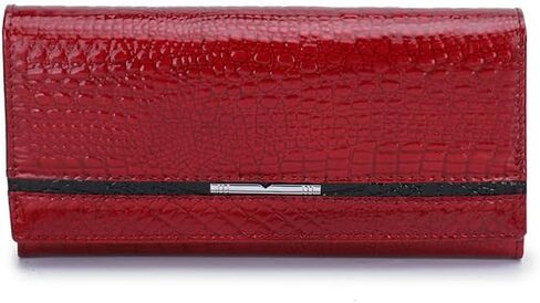 Genuine Leather Women's Clutch, Vintage Crocodile Texture, Large RFID Blocking Wallet for 6.3-Inch Phone & Cards (black) in Kuwait