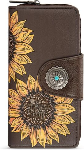 Montana West Women's Wallets Western Sunflower Wallet Women Large Capacity Credit Card Wallet Ladies Female Bifold Clutch Wallets with ID Window and Coin Purse in Saudi Arabia