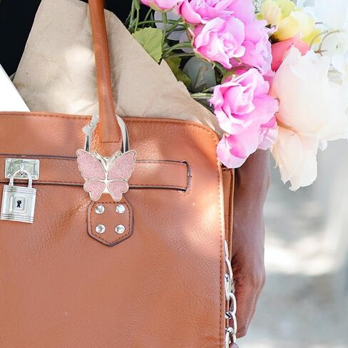 حامل حقيبة Veemoon للطاولة، حامل محفظة كبير على شكل فراشة للطاولة، حامل محفظة مزخرف عالي التحمل لمكتب المنزل والمكتب، وردي، 2.75 × 1.85 × 0.39 بوصة in Kuwait