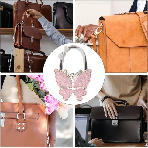 حامل حقيبة Veemoon للطاولة، حامل محفظة كبير على شكل فراشة للطاولة، حامل محفظة مزخرف عالي التحمل لمكتب المنزل والمكتب، وردي، 2.75 × 1.85 × 0.39 بوصة in Kuwait