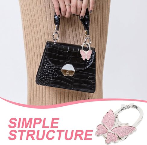 حامل حقيبة Veemoon للطاولة، حامل محفظة كبير على شكل فراشة للطاولة، حامل محفظة مزخرف عالي التحمل لمكتب المنزل والمكتب، وردي، 2.75 × 1.85 × 0.39 بوصة in Kuwait